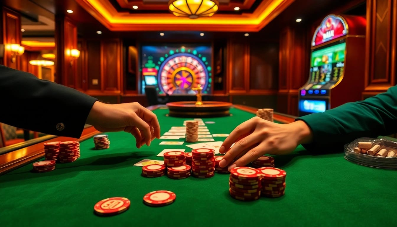 Strategically placing bets on https://hz88.forum/ poker table with vibrant casino chips and cards