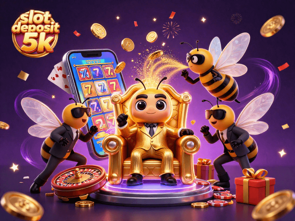 Experience thrilling gameplay with slot deposit 5k in this vibrant 3D casino illustration.