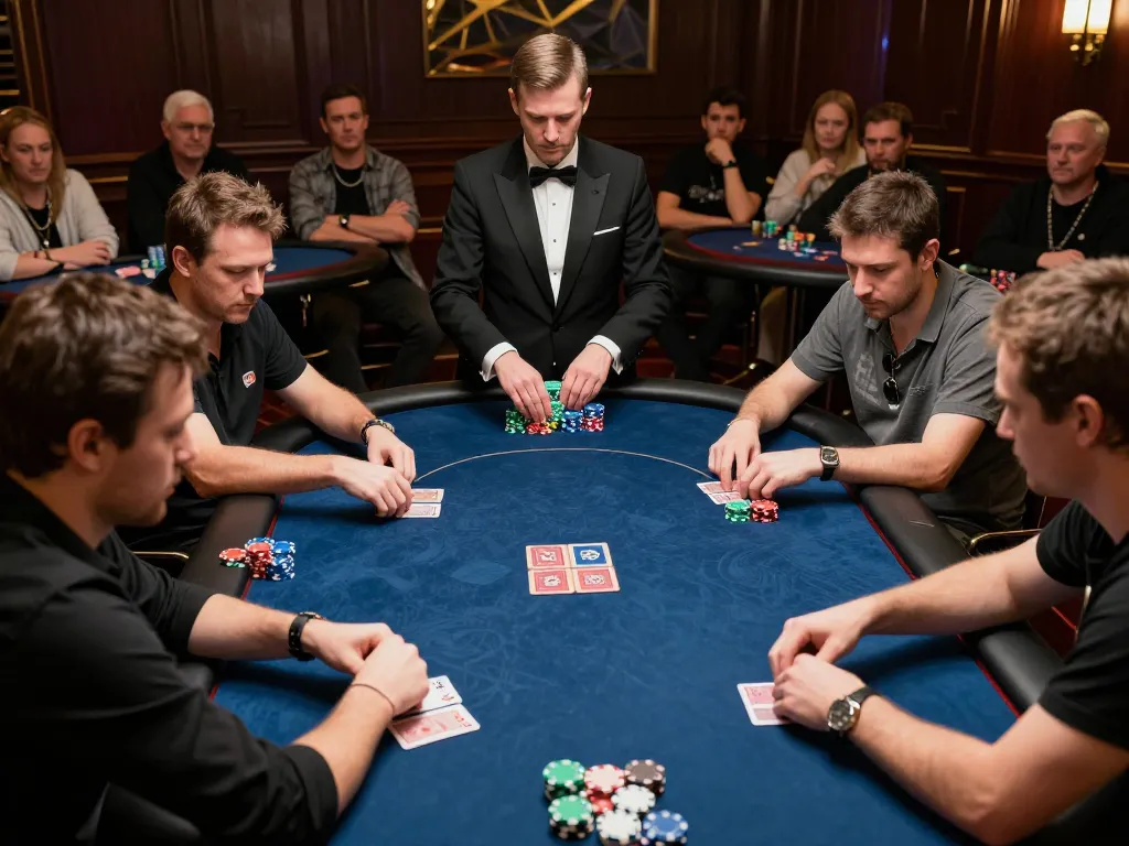 Players engaged in intense poker gameplay at F8BET, showcasing strategy and high-stakes excitement.