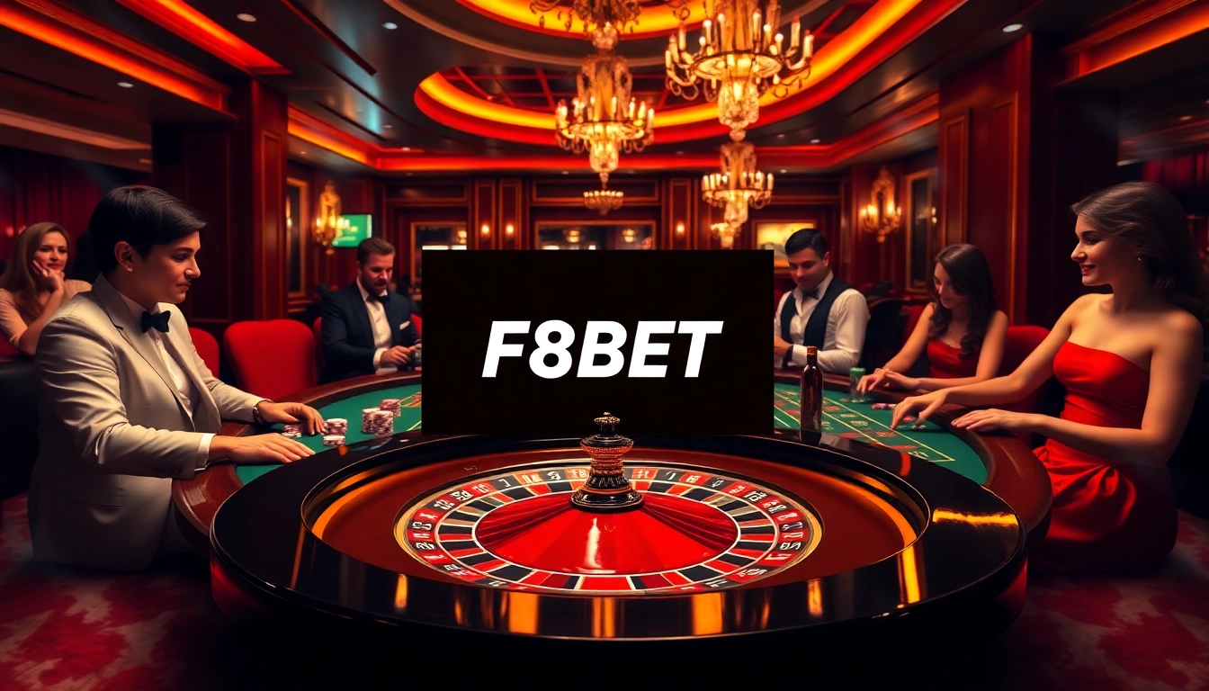 A thrilling moment at F8BET's casino scene with exciting games and elegant players.