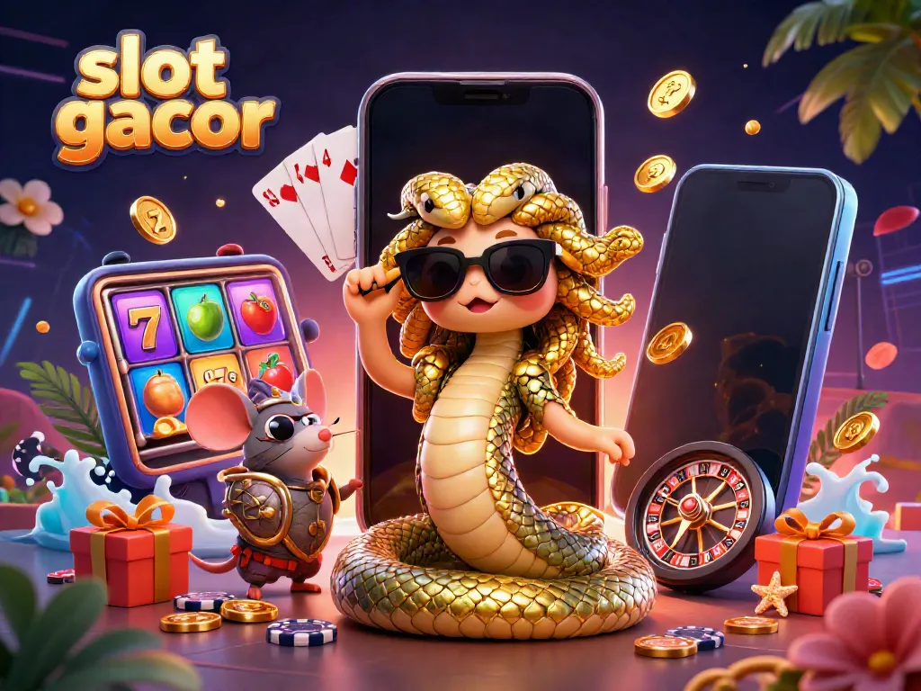 Slot gacor menghibur dengan Medusa dan mouse pahlawan di dunia kasino yang ramai.
