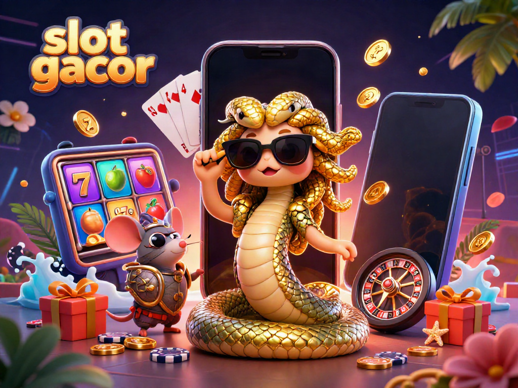 Slot gacor menghibur dengan Medusa dan mouse pahlawan di dunia kasino yang ramai.