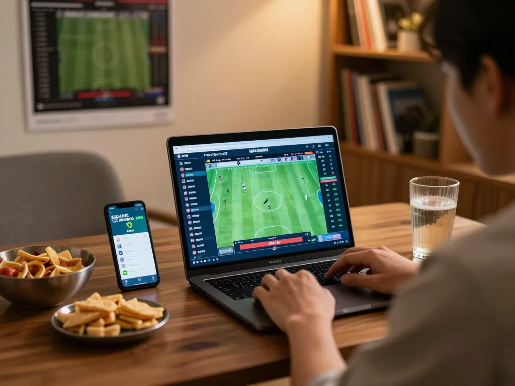 Engaging with Keo nha cai 5 sports betting app at home, cozy ambiance and strategic atmosphere