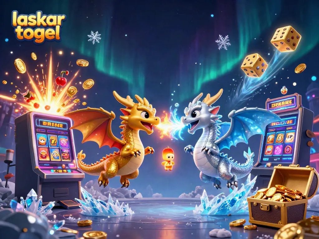 Experience thrilling laskar togel gameplay as golden and silver dragons soar amidst jackpot excitement.
