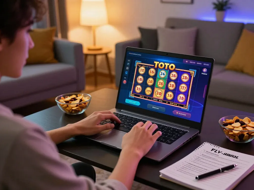 Berinteraksi dengan permainan Slot Toto fly-nepal dalam setup permainan di rumah yang nyaman.