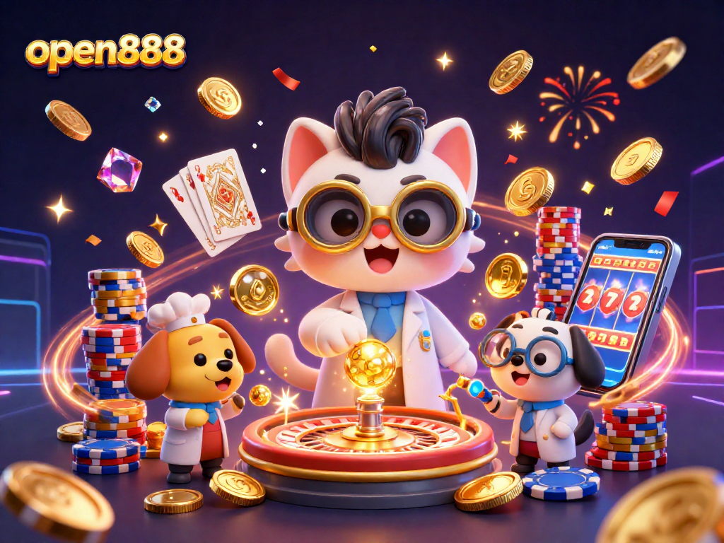 Engage in thrilling casino fun with open888 as cartoon characters bring vibrant gaming elements to life!