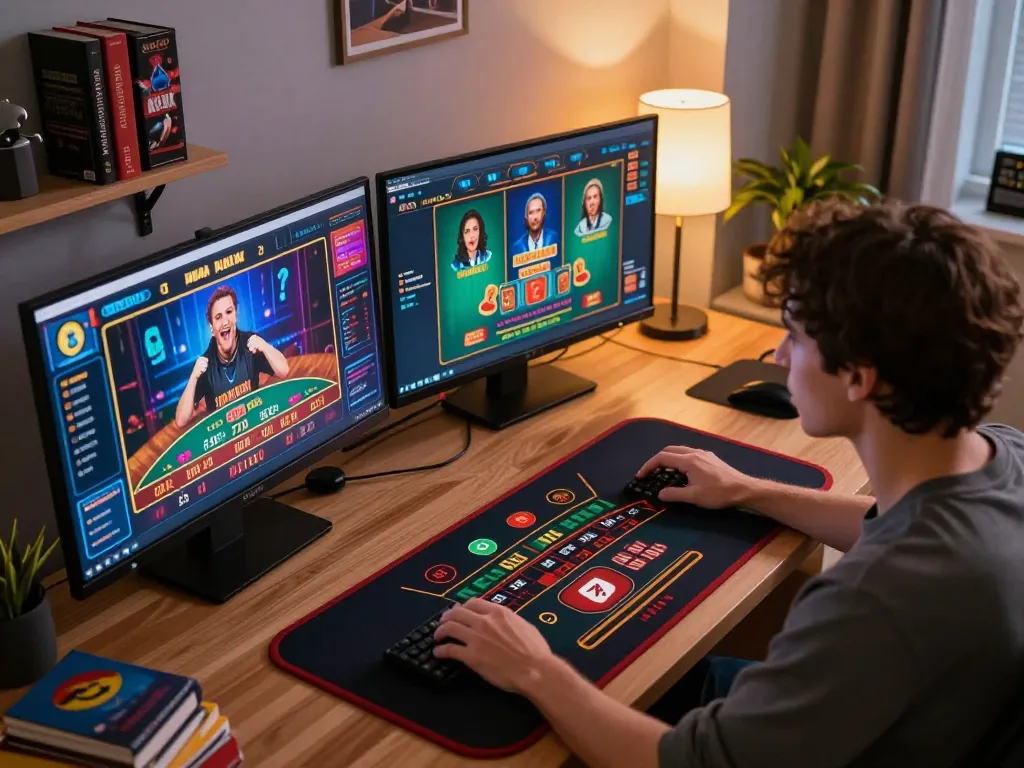 Engaging gameplay at Canadian online casinos with multiple screens showcasing casino games