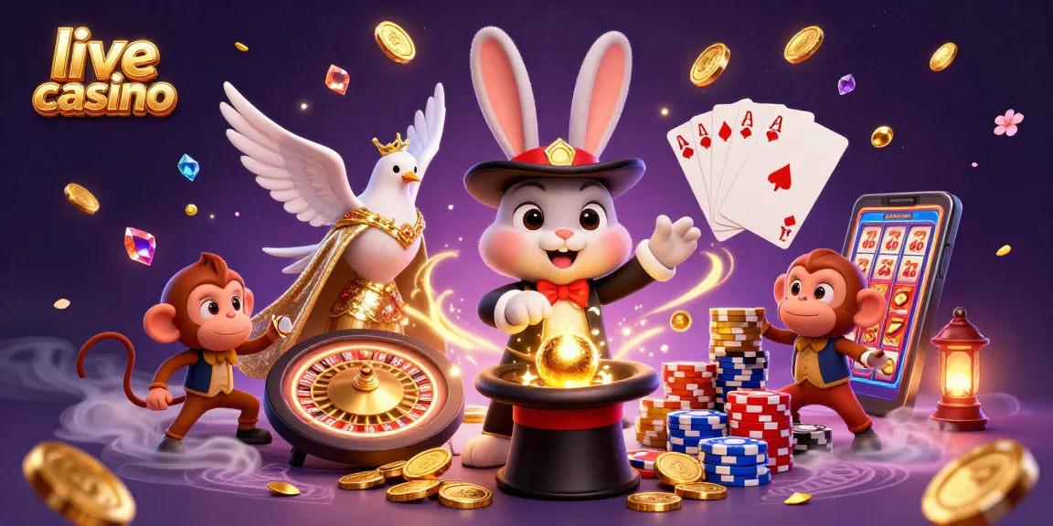 Experience the excitement of live casino gaming with magical characters and vibrant elements.