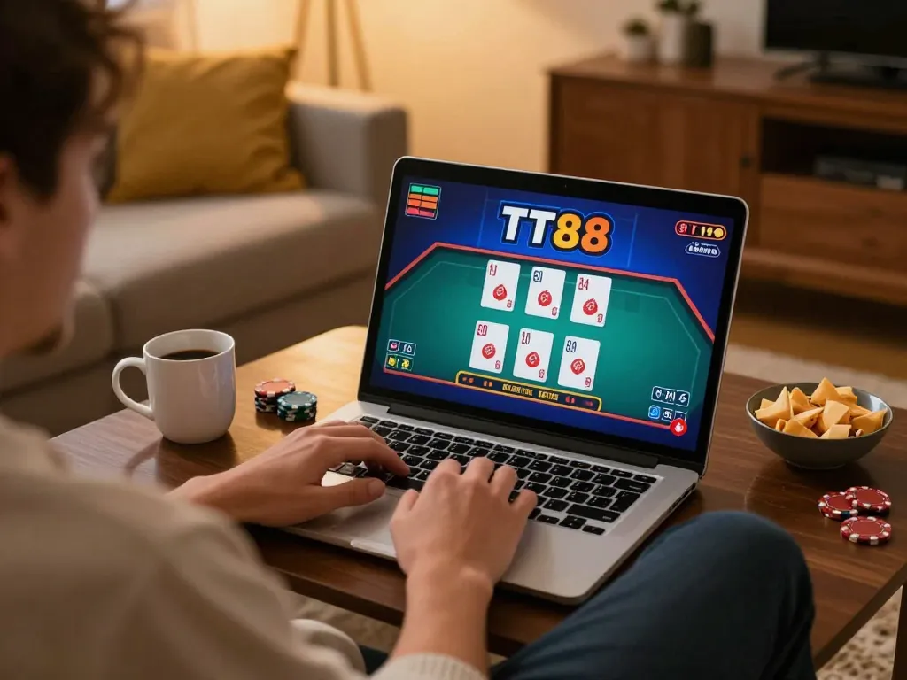 Experience the thrill of TT88 online gaming with a cozy home setup