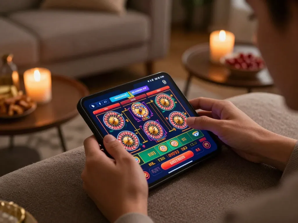 uu88 players engaging in thrilling online casino games on a cozy mobile setup.