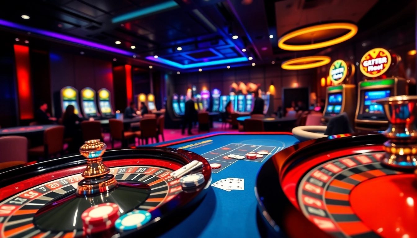 Experience the thrill of bk88 at a vibrant casino filled with luxury gaming elements.