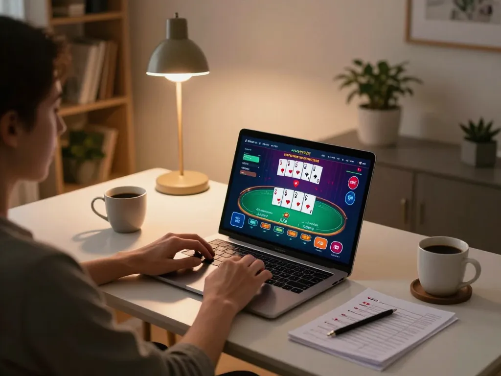 Engaging in strategic online casino gameplay on vipwin with vibrant poker interface