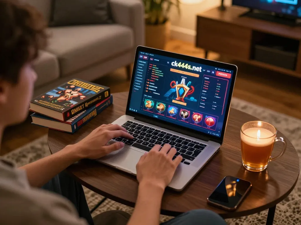 Engaged player explores various games on ck444s.net while ensuring responsible gambling in a cozy environment.