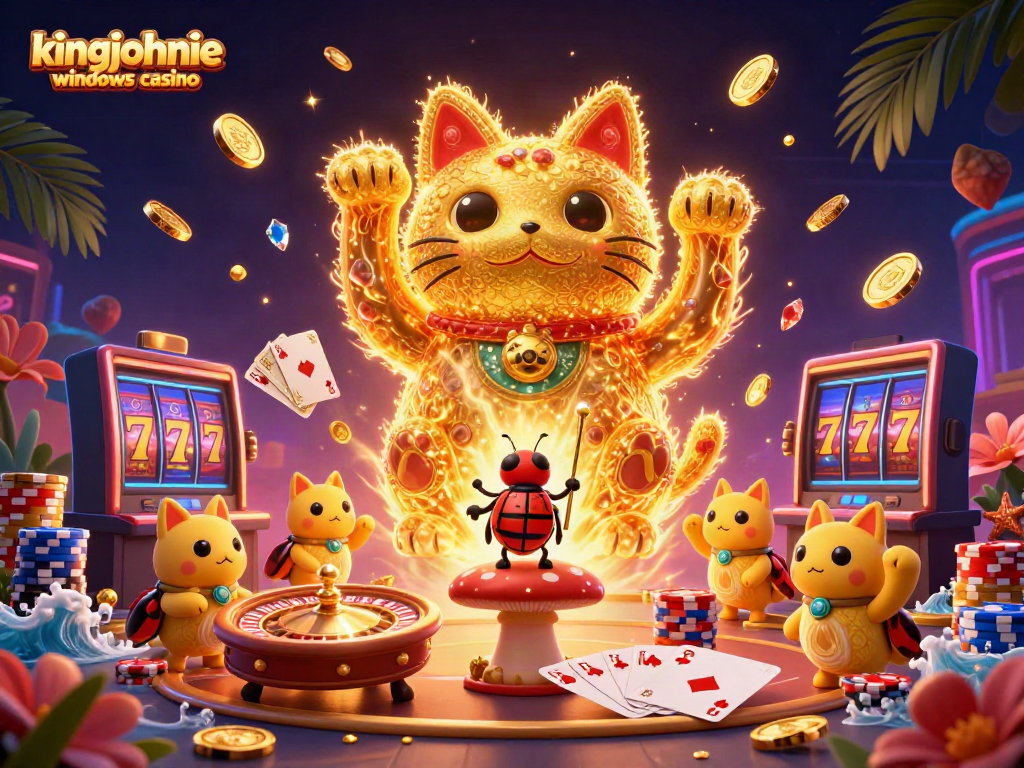 Experience the excitement of kingjohnnie windows casino with vibrant animations of lucky symbols and engaging game elements.