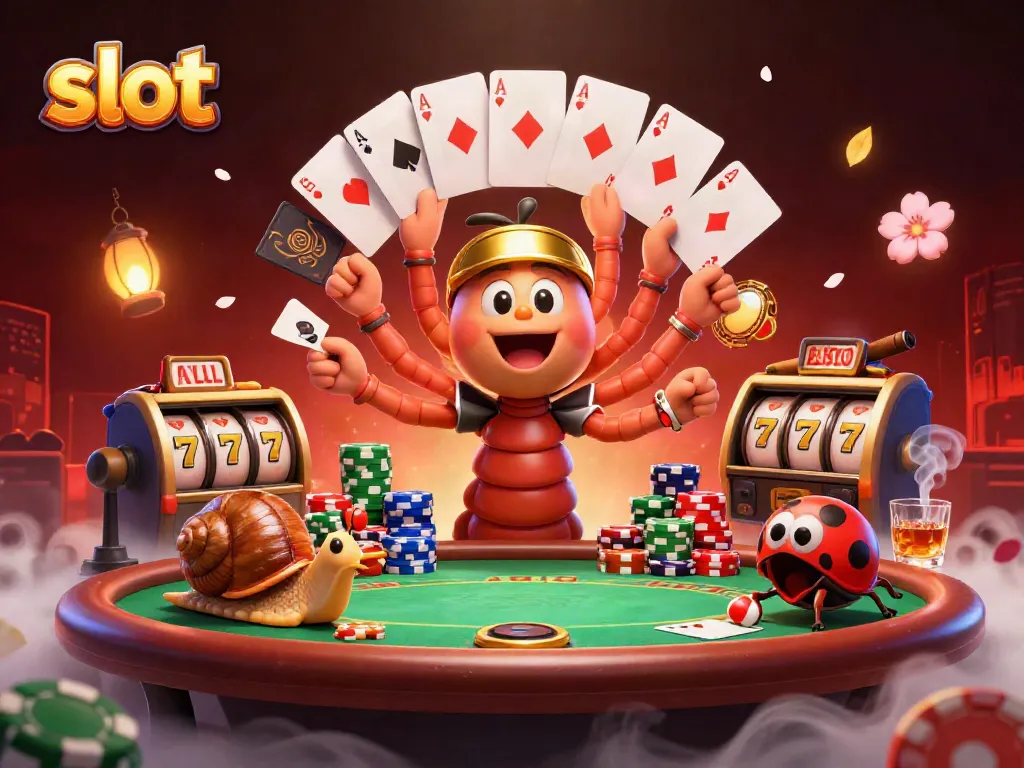 Mainkan slot dengan karakter dealer kartun 3D dan tumpukan chip besar di situs permainan kami.