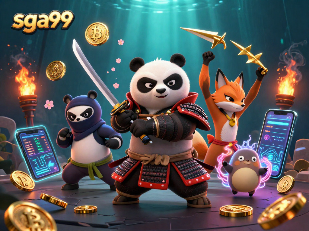 sga99 offers thrilling gaming with samurai panda and ninja fox, showcasing crypto elements.