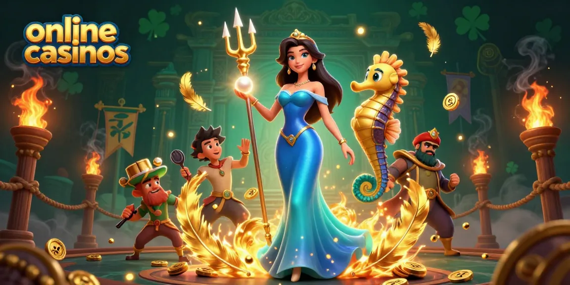 Experience the charm of online casinos with a stunning underwater scene featuring treasure, energy, and vibrant colors.