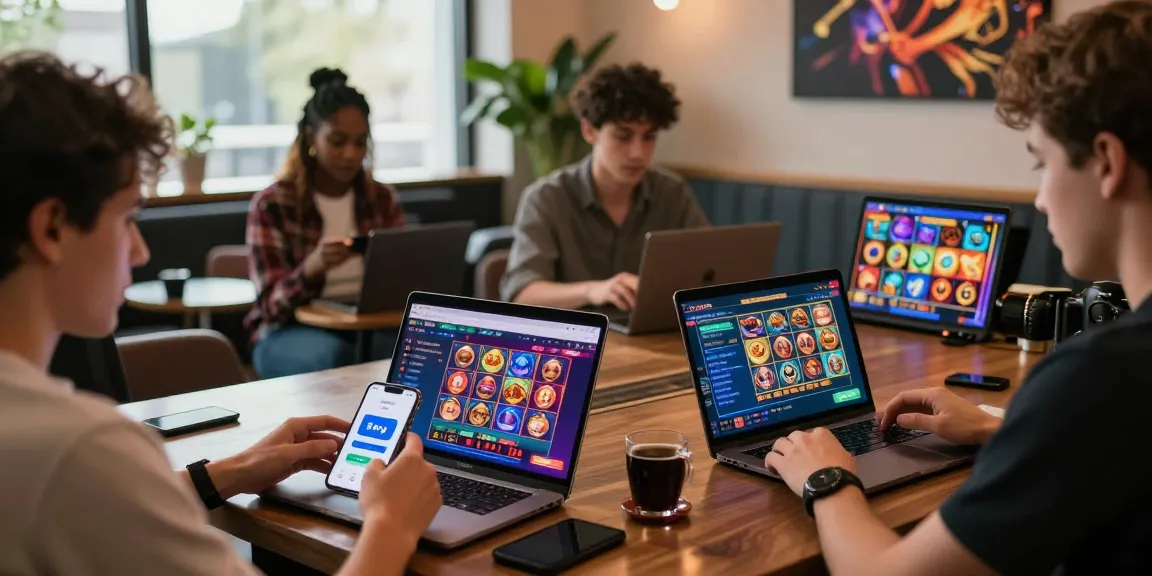 Dynamic online gaming scene at jumpspace.org.uk, highlighting players using credit cards for deposits in a vibrant casino atmosphere.