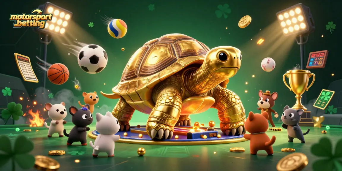 Experience thrilling motorsport betting with a vibrant 3D illustration featuring dynamic sports elements.