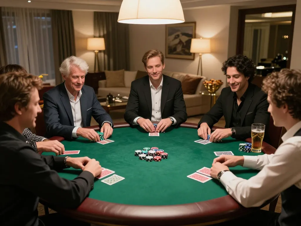 tr88 poker game night with friends showing cards and chips