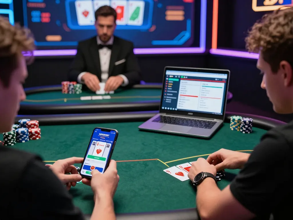 Engaging MPOSPORT online poker scene showcasing players in a vibrant casino atmosphere.