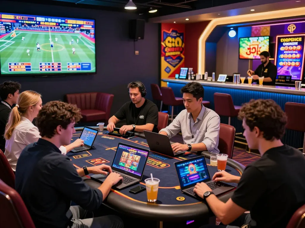 Engaging online gambling scene with players enjoying 789win casino games.
