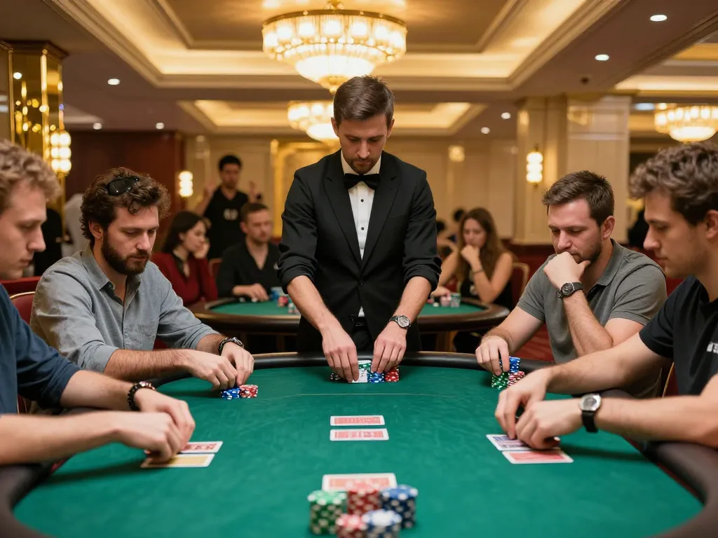 Players engaged in a riveting poker game at Maxpoker88 casino, showcasing strategy and excitement.