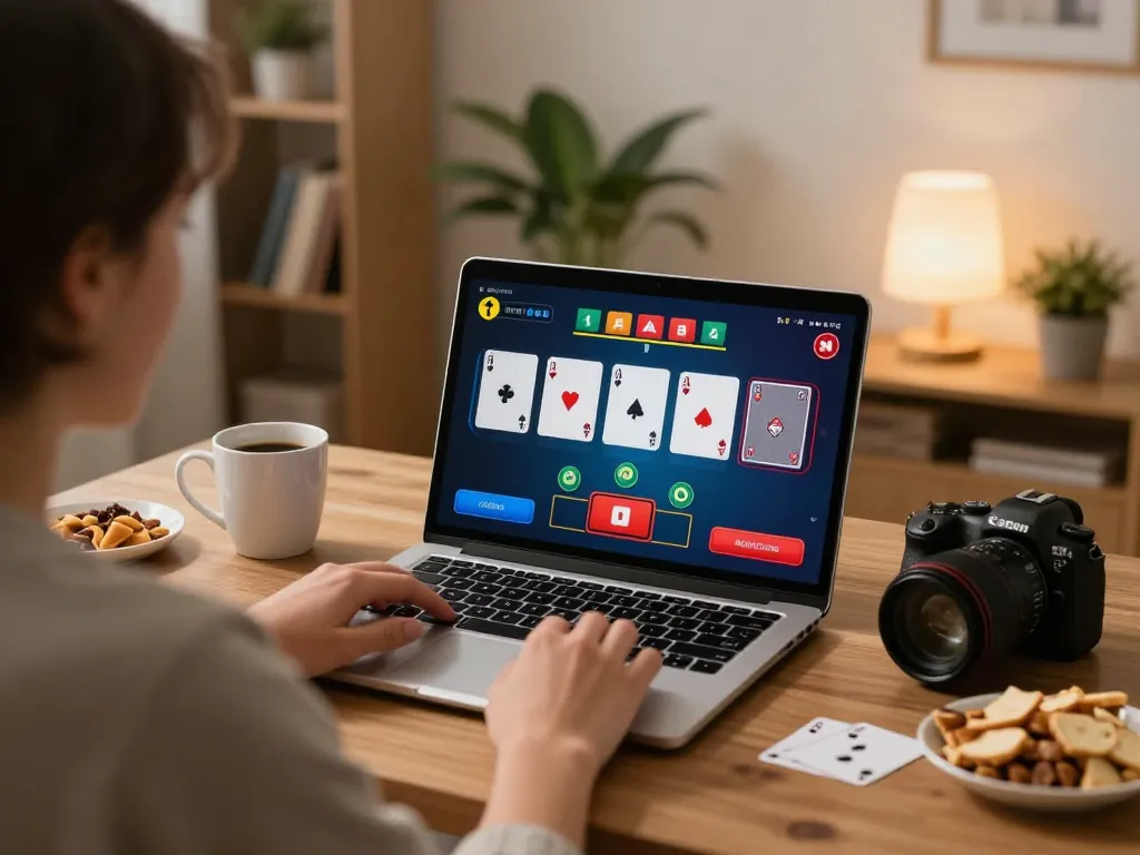 Experience online gaming at botanicabali with live poker action at home, showcasing a cozy gameplay environment.