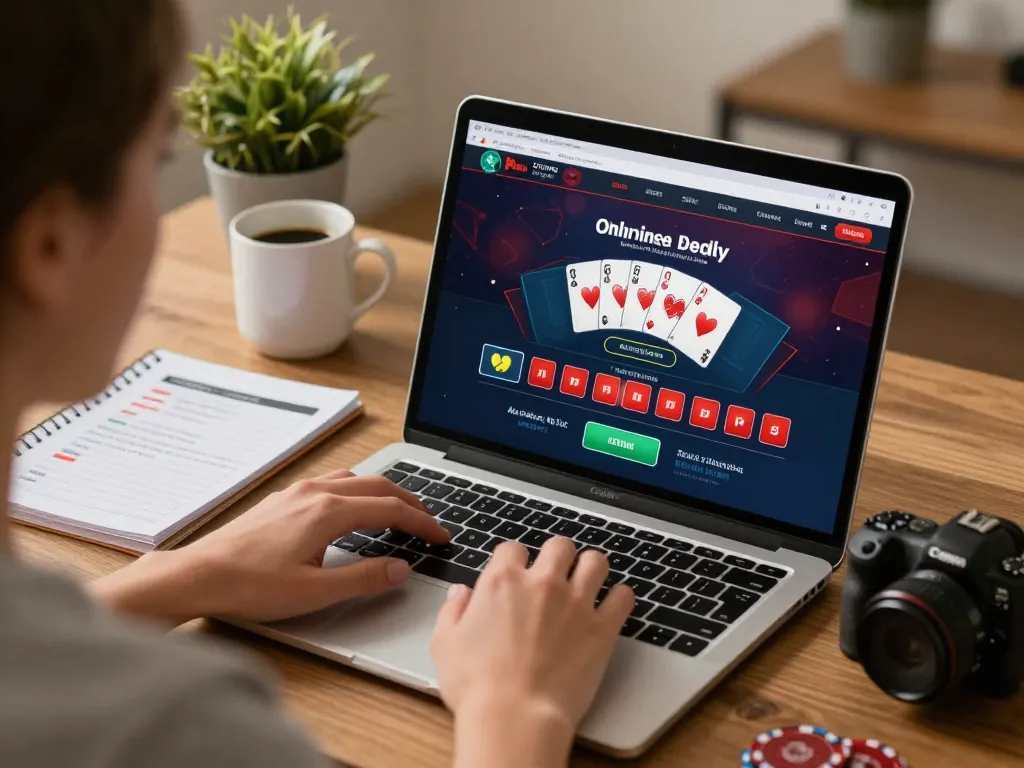 Engaging session at Nhà Cái FB88 with vibrant poker interface on a sleek laptop