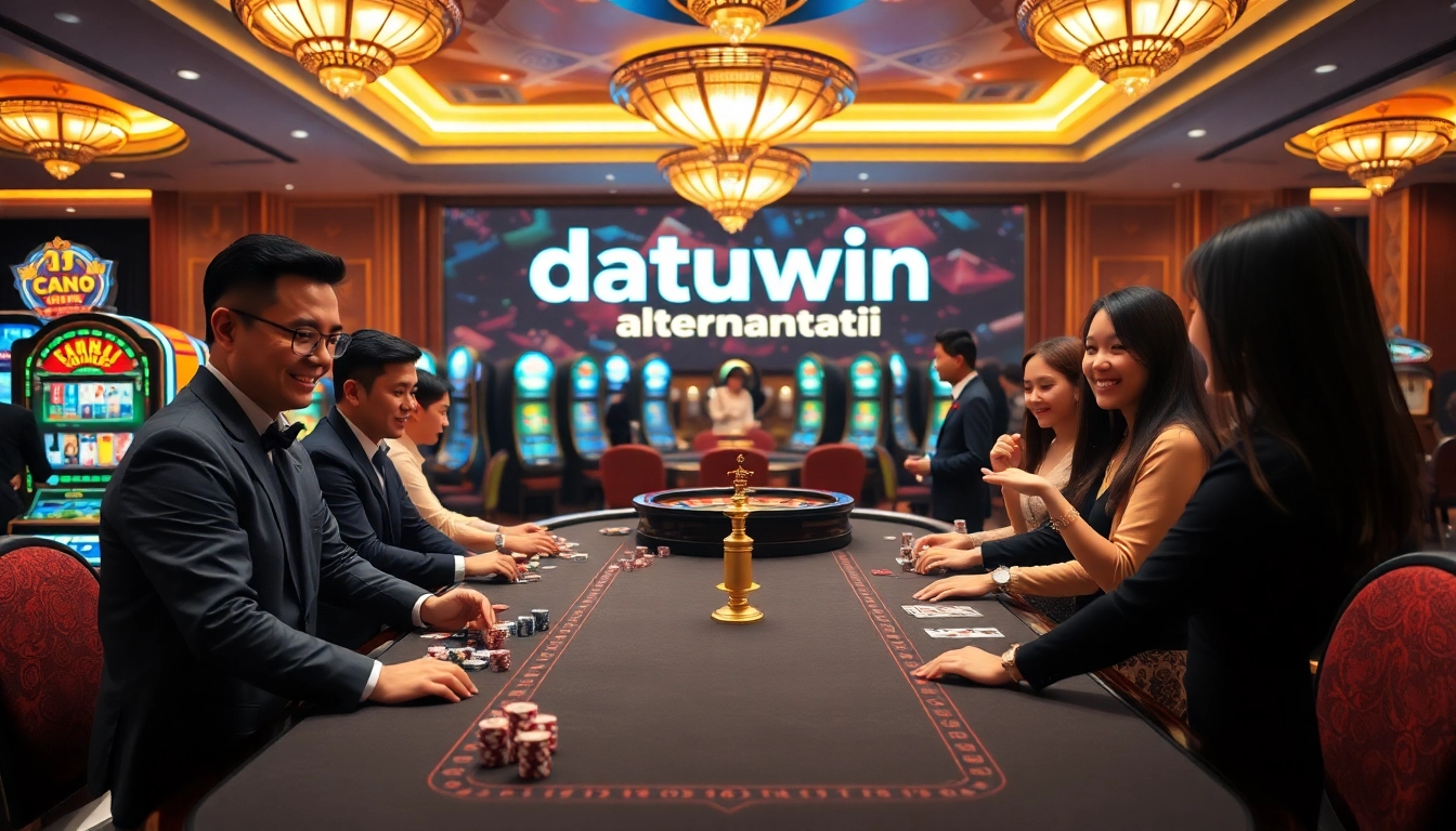 Berpartisipasi dalam permainan seru dengan Datukwin Alternatif di kasino yang elegan.