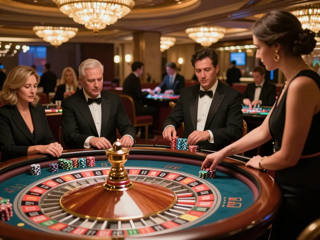 Players engage in thrilling roulette gameplay at dn88 casino, enjoying the upscale atmosphere.