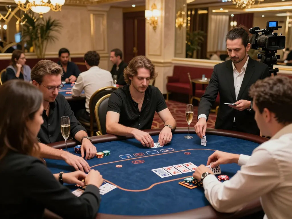 Experience strategic poker gameplay at a jilipinas VIP casino table, showcasing an elegant atmosphere with premium decor.