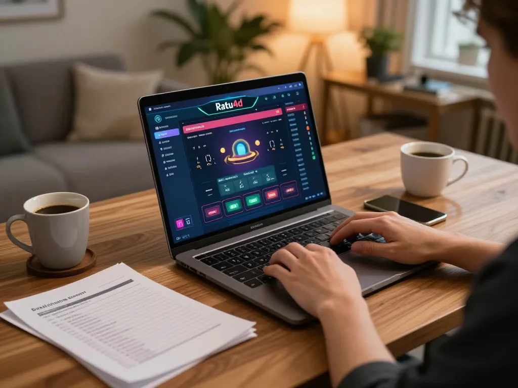 Engaging scene with Ratu4d interface on laptop reflecting strategic online gaming