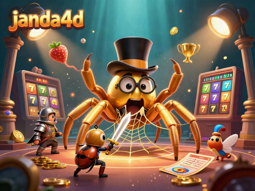 Permainan slot di janda4d dengan tarantula emas besar dan ksatria kecil yang berani.