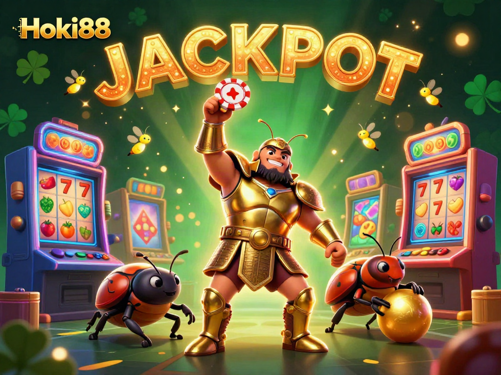 Gulungan berputar di Hoki88 dengan jackpot berkilau, menarik pemain dengan desain yang memikat.