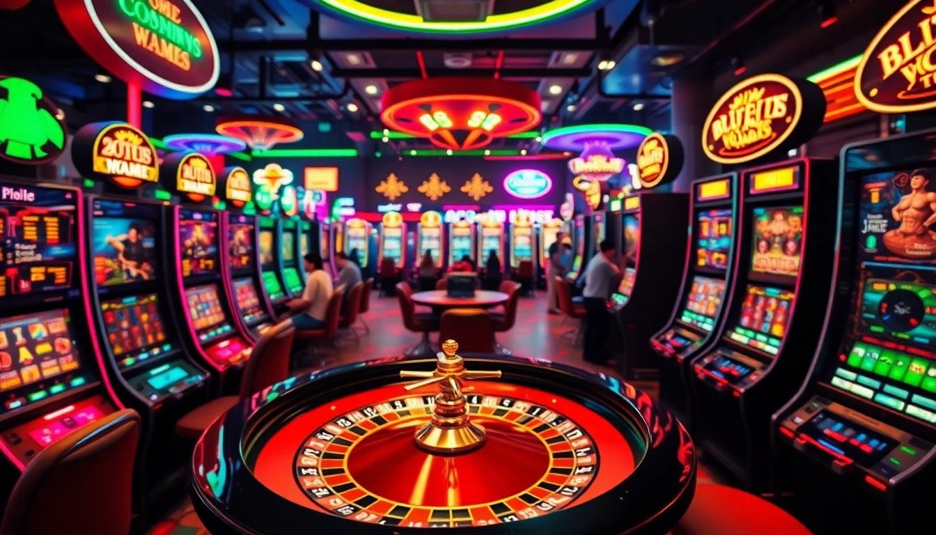 Spiele aufregende casino online spiele in einer lebhaften Casino-Umgebung.