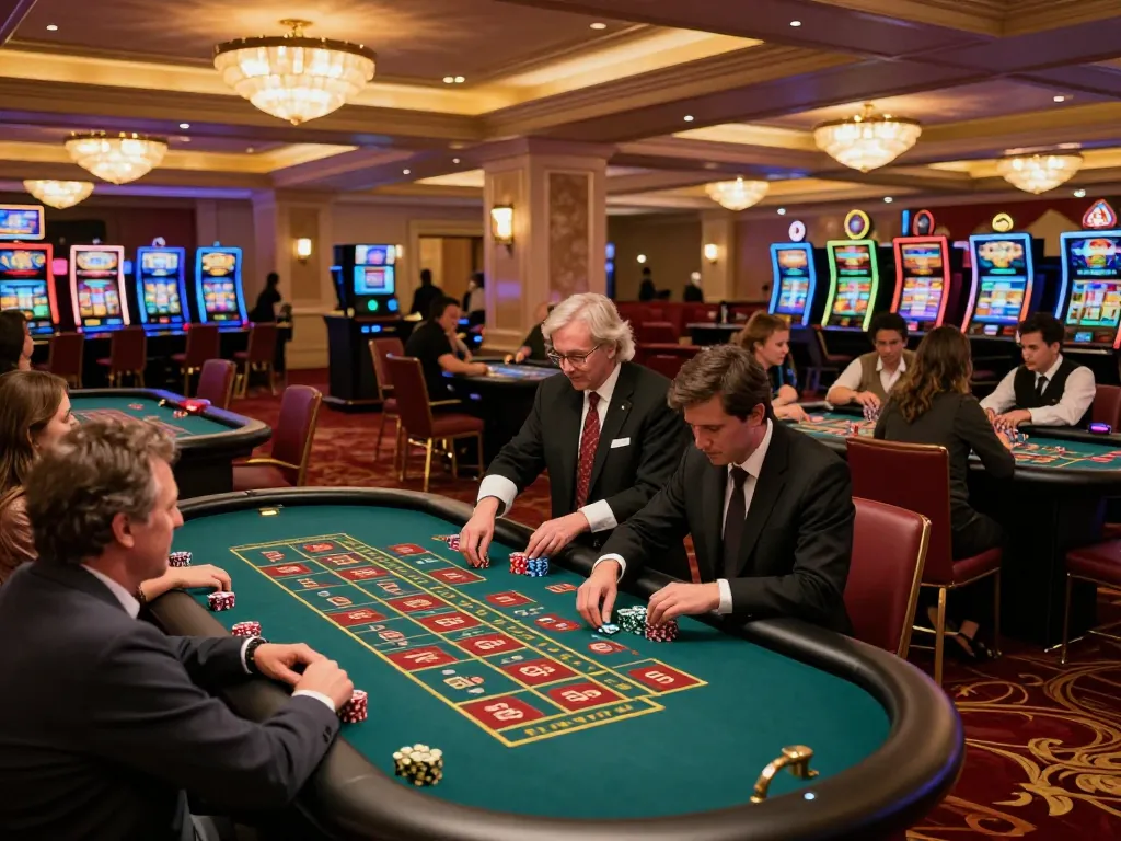 Players engaging at a trang casino roulette table, showcasing dynamic betting activity in a luxurious setting