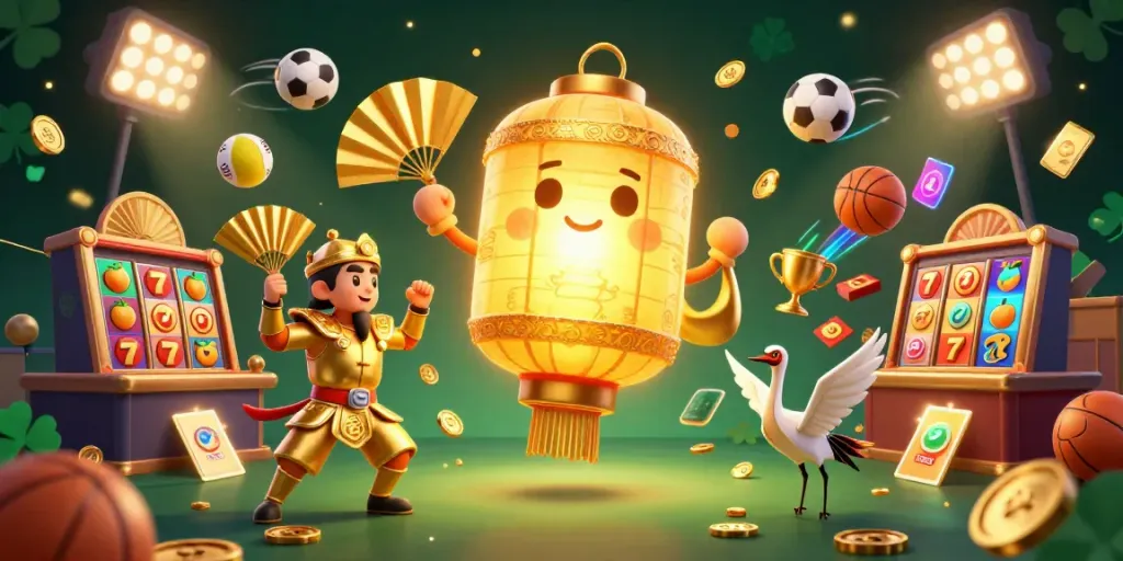 Slot berhadiah besar di festival kasino dengan elemen keberuntungan yang bersinar.