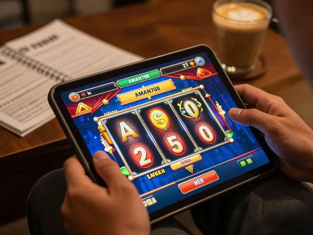Mainkan permainan slot AMAN788 yang menarik secara online, dengan grafis yang cerah dan gameplay yang menggugah di suasana rumah yang nyaman.