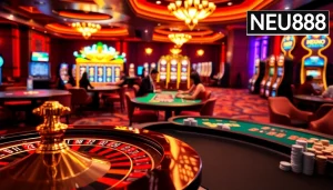 Experience thrilling gameplay at NEU88 with vibrant casino tables and exciting slot machines.