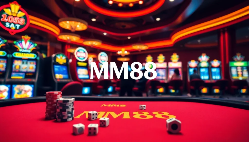 Experience the excitement of MM88 at an upscale gambling table with colorful chips and dice.
