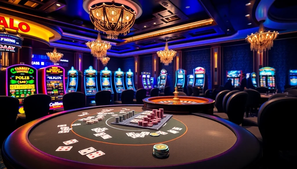 Experience the thrill of gambling at thabet college with players enjoying poker games amidst a lively casino atmosphere.
