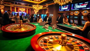 Exciting 789win casino scene showcasing roulette wheel and engaging players.